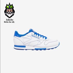 Blue & White Leather Reeboks